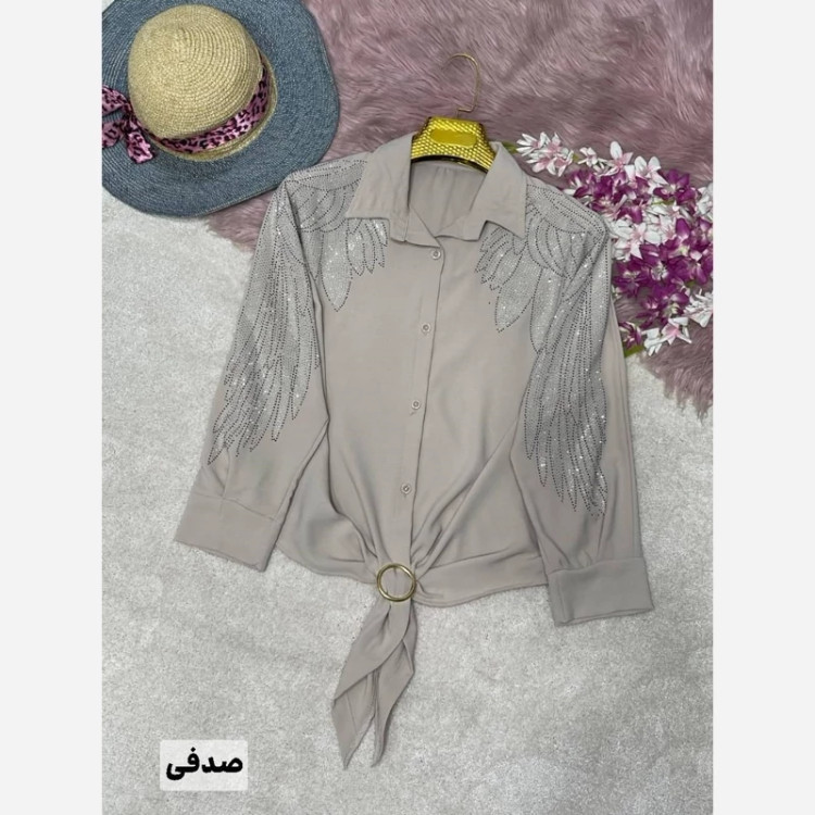 شومیز زنانه مجلسی طاووس جلو سکک دار