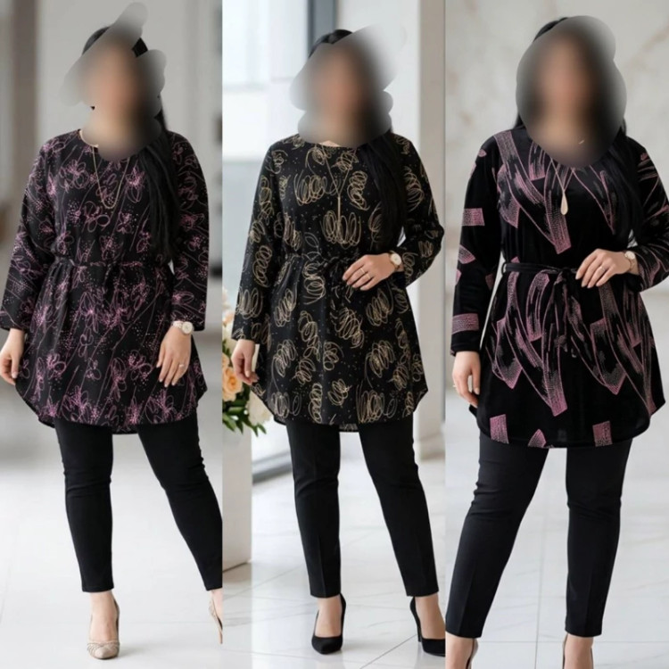 شومیز زنانه لمه طرح اکلیلی مشکی hoda